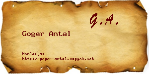 Goger Antal névjegykártya